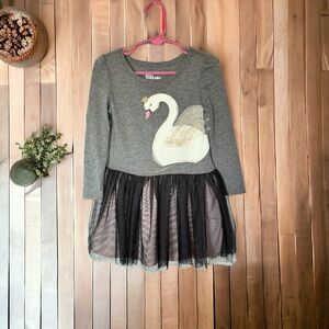 NWOT TODDLER GIRLS LONG SLEEVE GRAPHIC TUTU DRESS Black Swan 2T